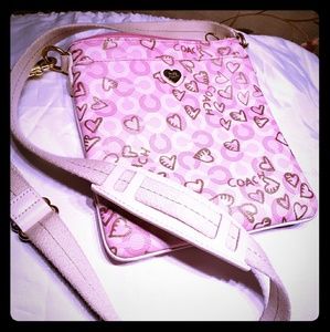 Classic Coach canvas heart crossbody